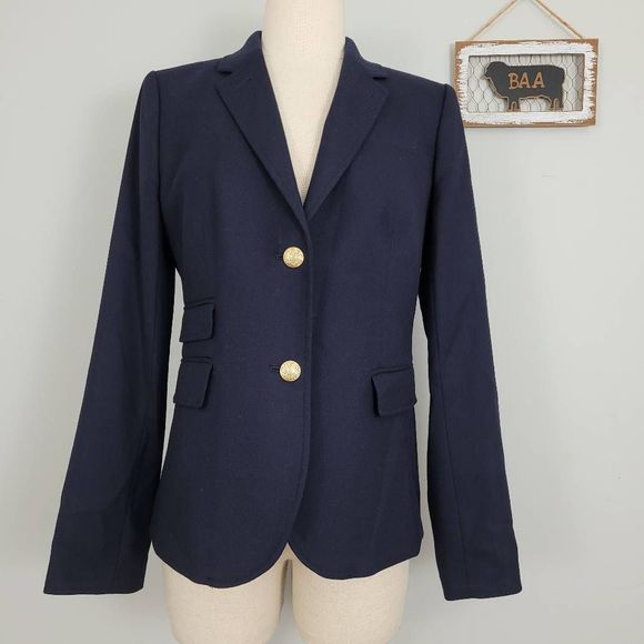 J. Crew Jackets & Blazers - J. Crew Classic Schoolboy Navy Wool Blazer Sz 6 Academia Schoolgirl 03171